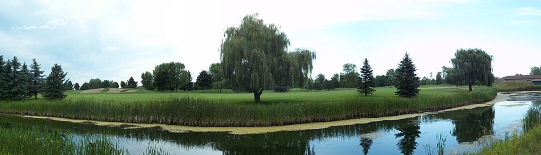 Plan d’eau, arbres et allées du Club de Golf Saint-Raphaël (photo de 2011)